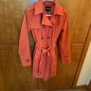 Express Women's Bright Orange Trench Coat